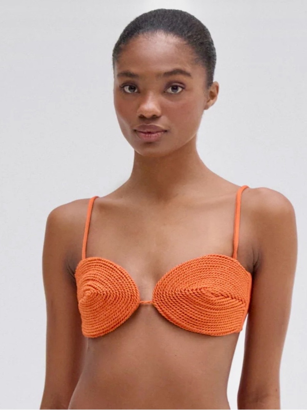 PatBO Jersey Sands Bikini Top (Sz L) & Bottom (Sz L) Color Papric w Gold Accents - Picture 3 of 10